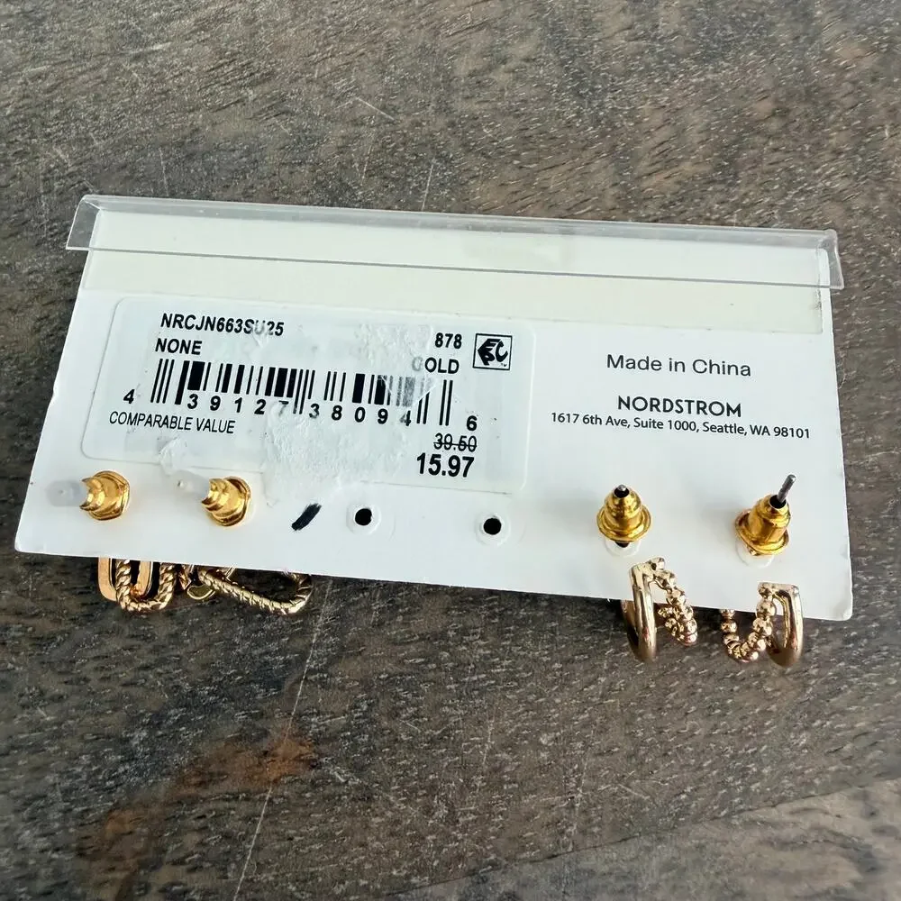 New Nordstrom Rack Gold Tone Earring Set - 2 pairs